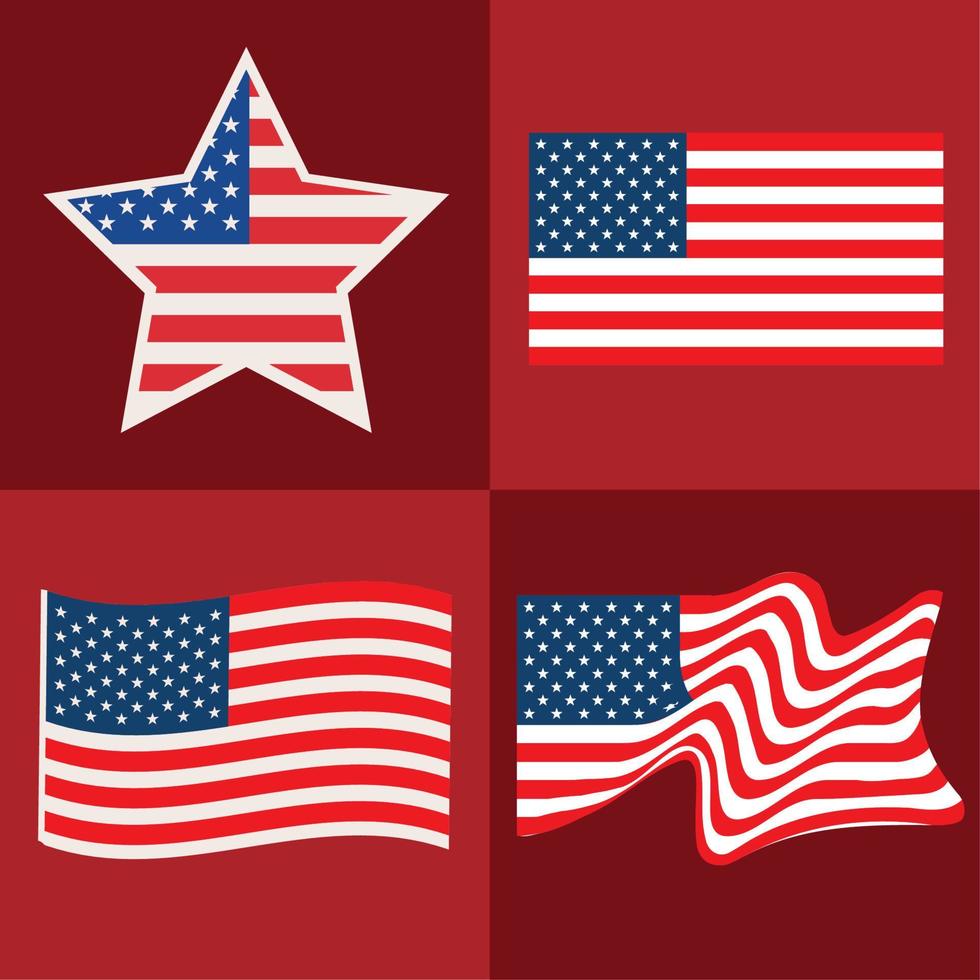 conjunto, bandera estados unidos de america vector