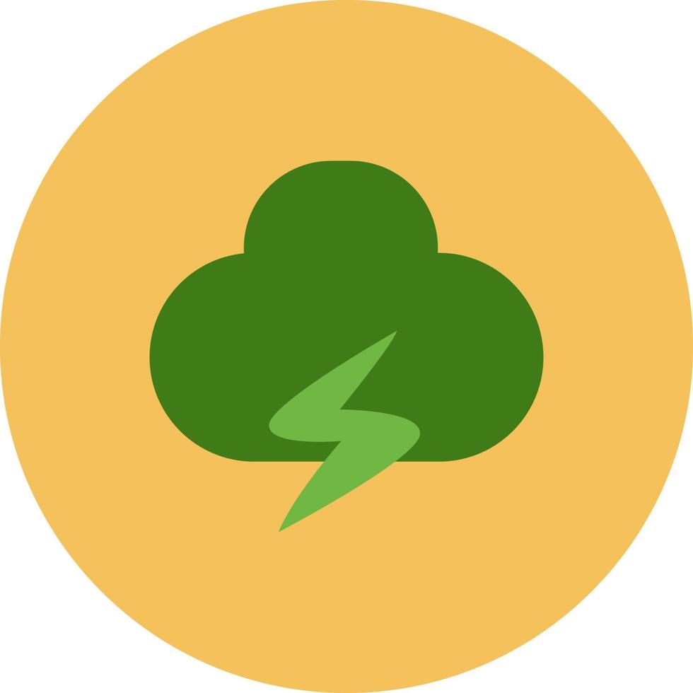 Green ecology thunder cloud, illustration, vector on a white background.