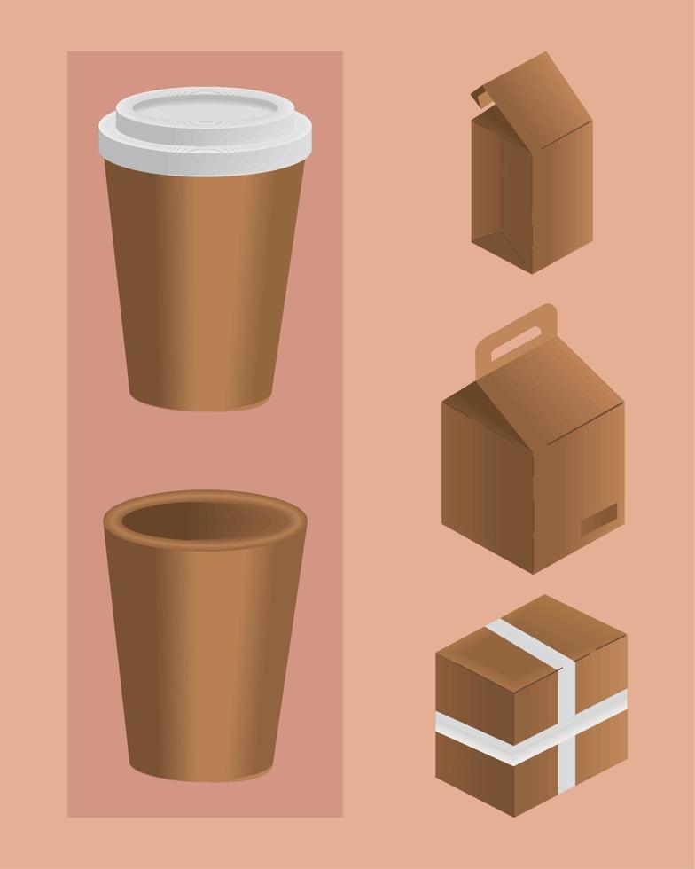 icon set, eco packaging vector