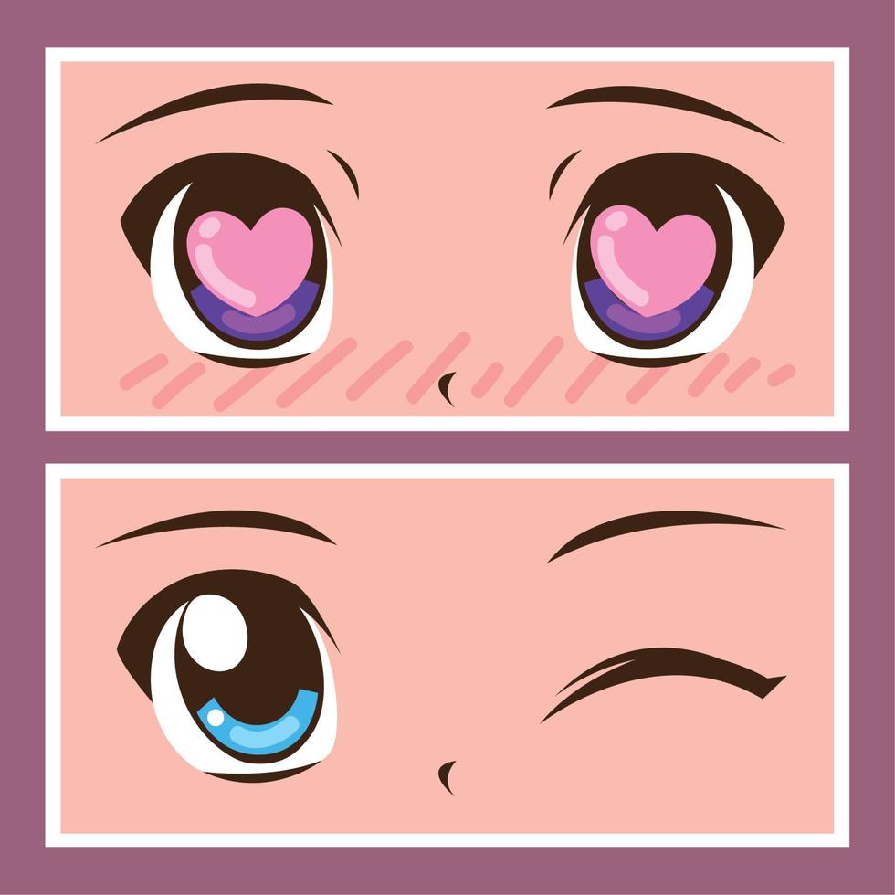 anime faces closeup vector