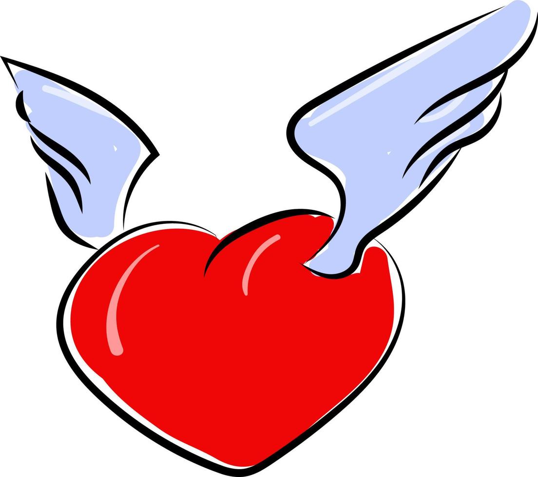 corazón con alas, ilustración, vector sobre fondo blanco.
