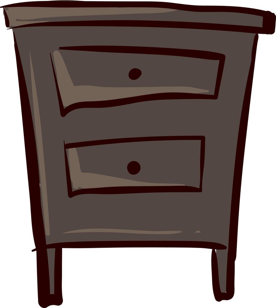 Brown bedside table, illustration, vector on white background.