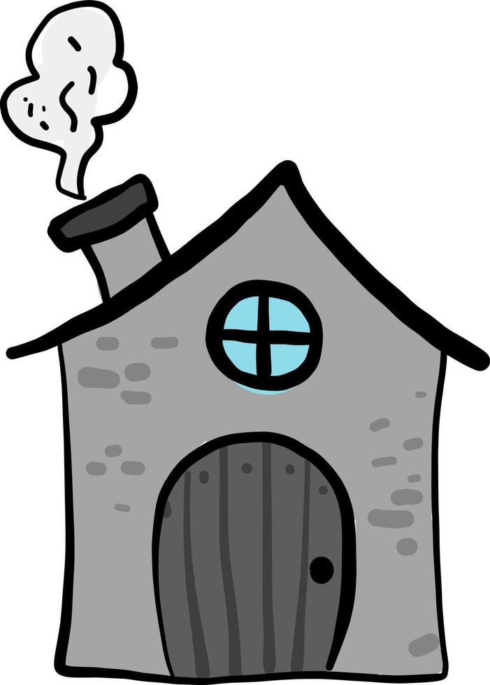 Grey house, illustration, vector on white background