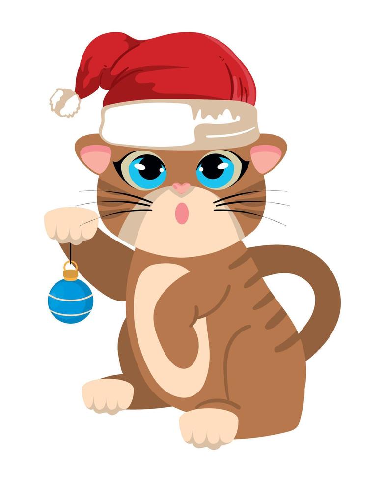 christmas cat with hat vector