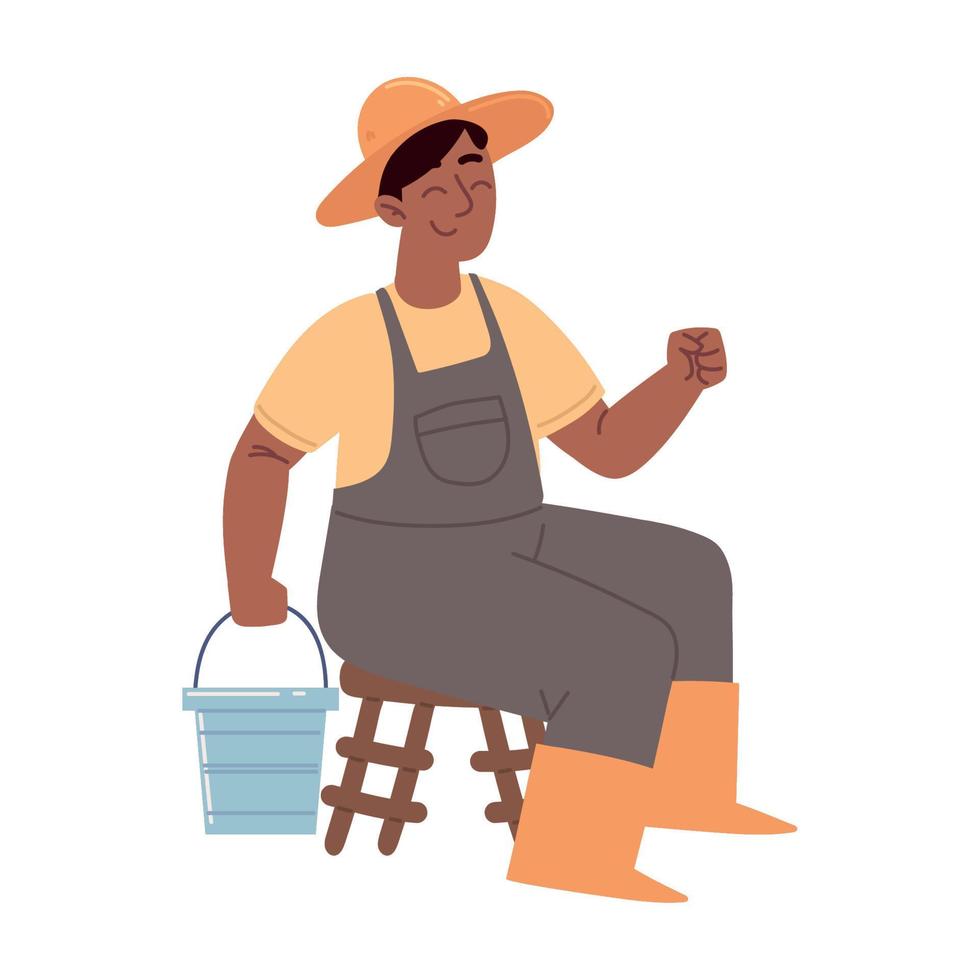 farmer with bucket vector
