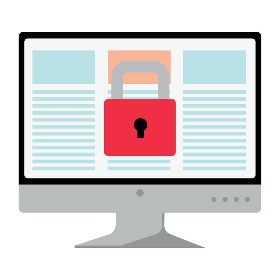 computer with padlock vector