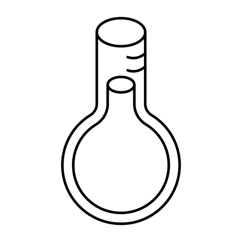 matraz químico con icono de tubo de ensayo en diseño plano, vector de concepto de experimento químico