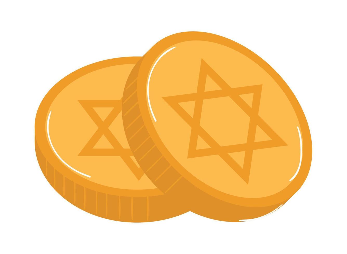 hanukkah gold coins vector