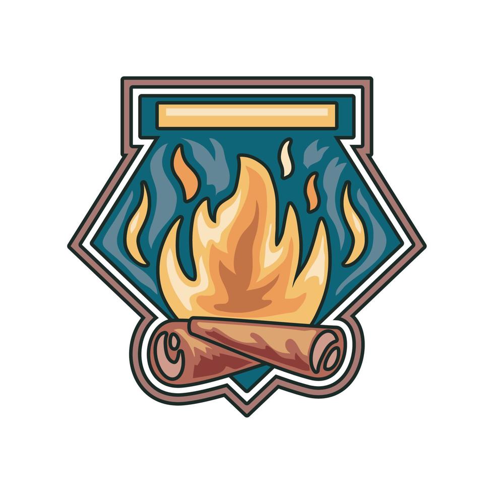 campfire adventure badge vector