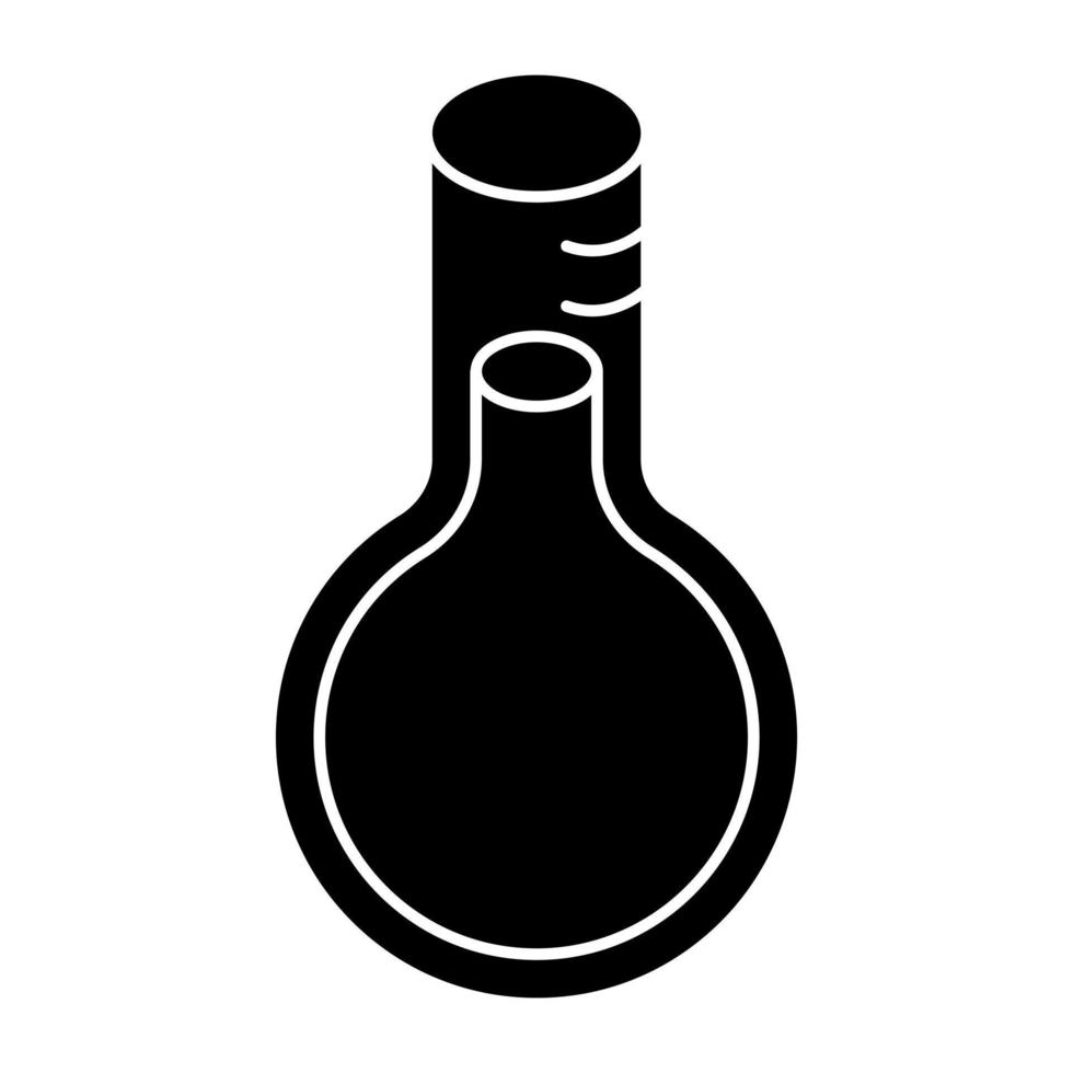 Chemical flask with test tube icon in flat design, chemical experiment concept vector