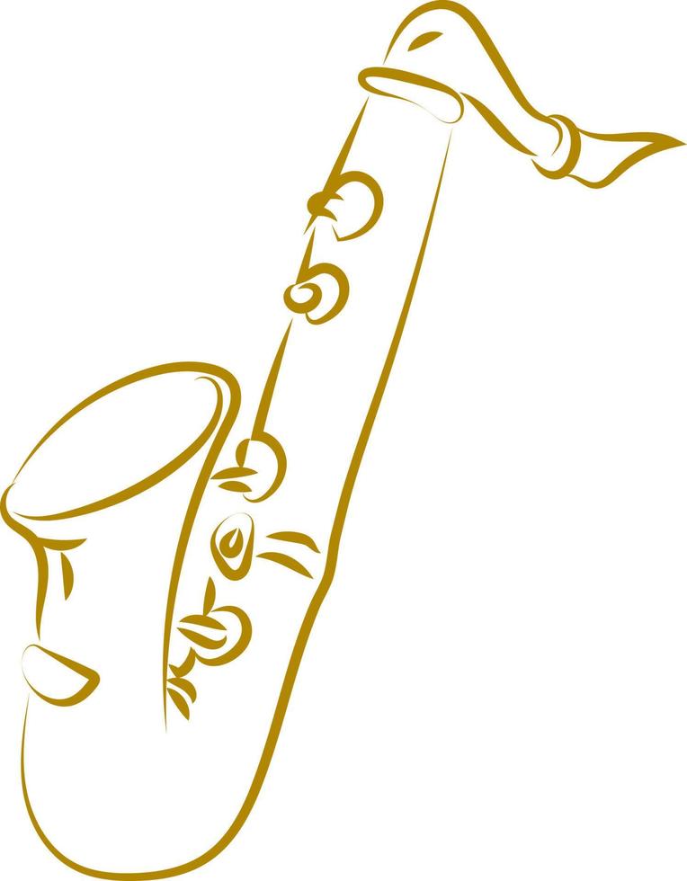 Saxophone drawing, illustration, vector on white background.