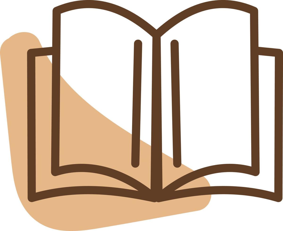 Brown book with blank pages, illustration, vector on a white background.