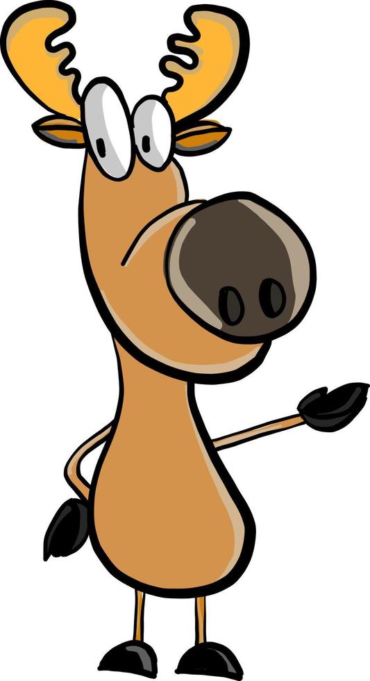 Deer with big nose, illustration, vector on white background.