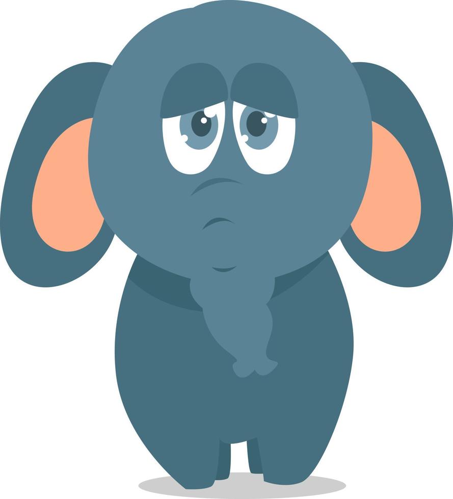 Sad elephant, illustration, vector on white background