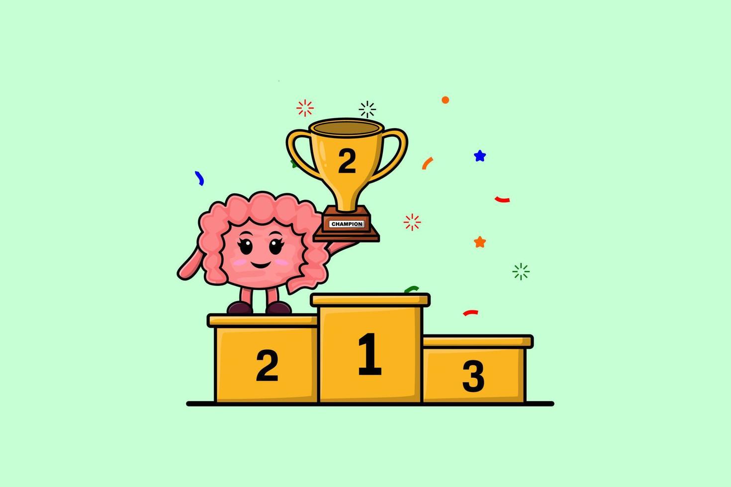 Cute cartoon Intestine character the second winner vector