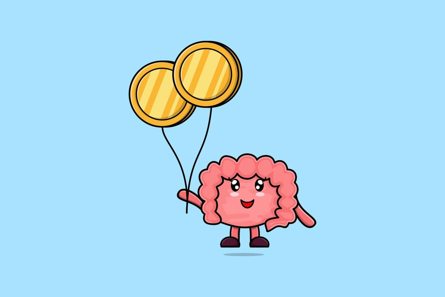 cartoon Intestine floating with gold coin balloon vector