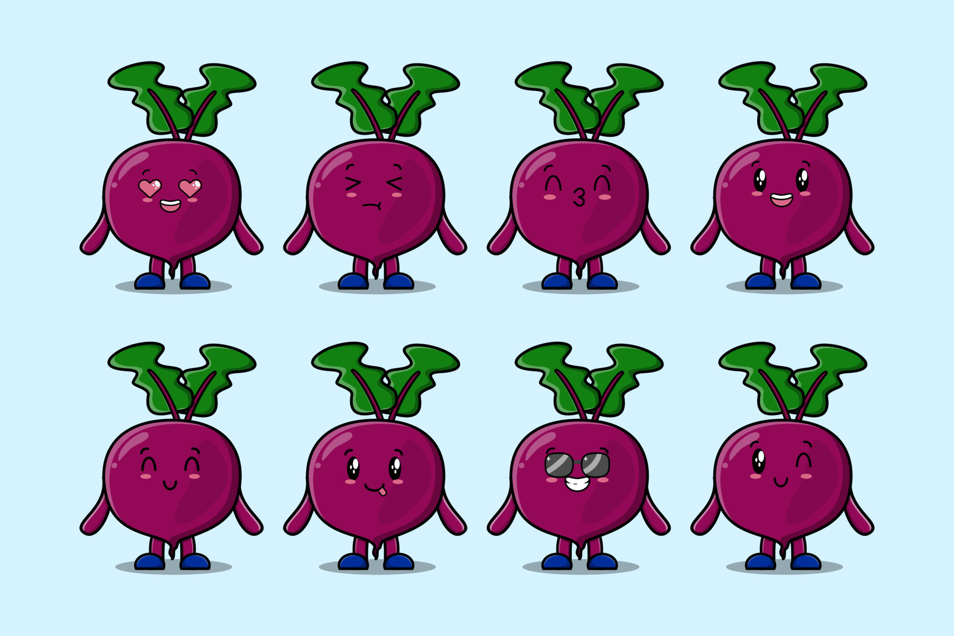 Set kawaii Beetroot cartoon character expressions 13791439 Vector Art at  Vecteezy