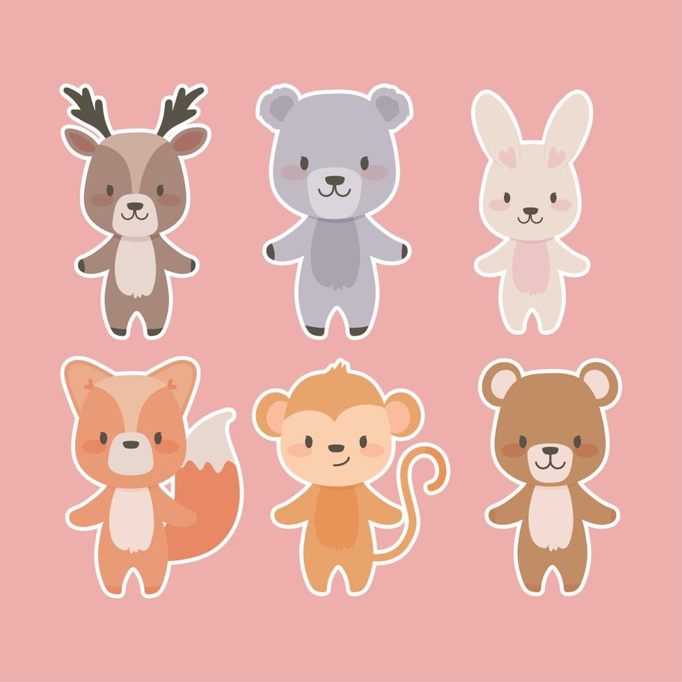 conjunto de lindos animalitos vector