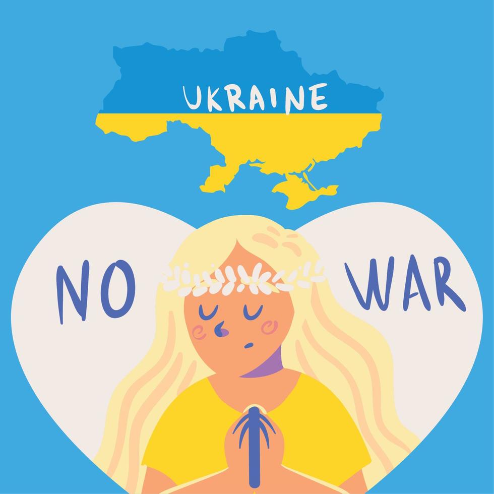 mujer orando, ucrania no hay guerra vector