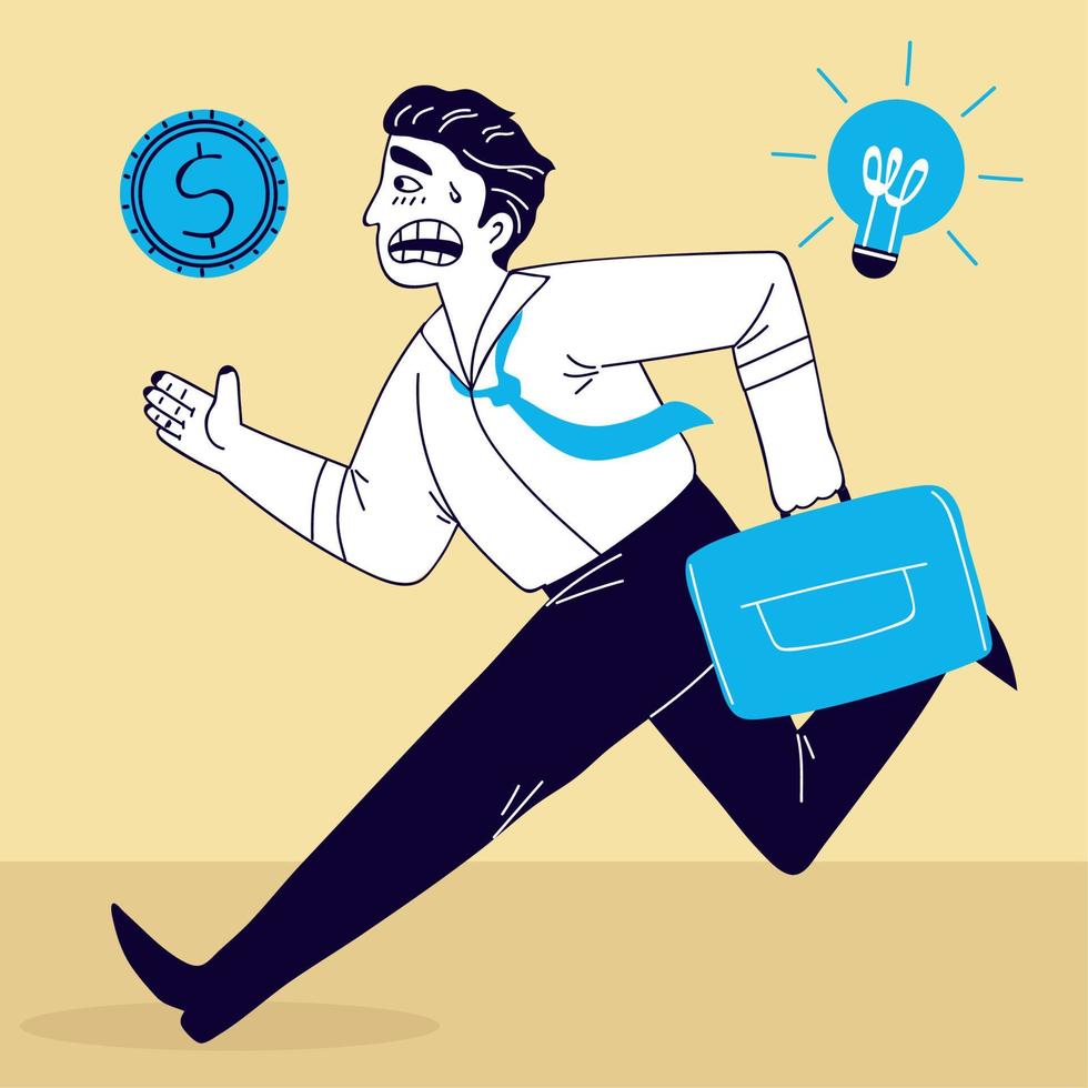 businessman run with money vector