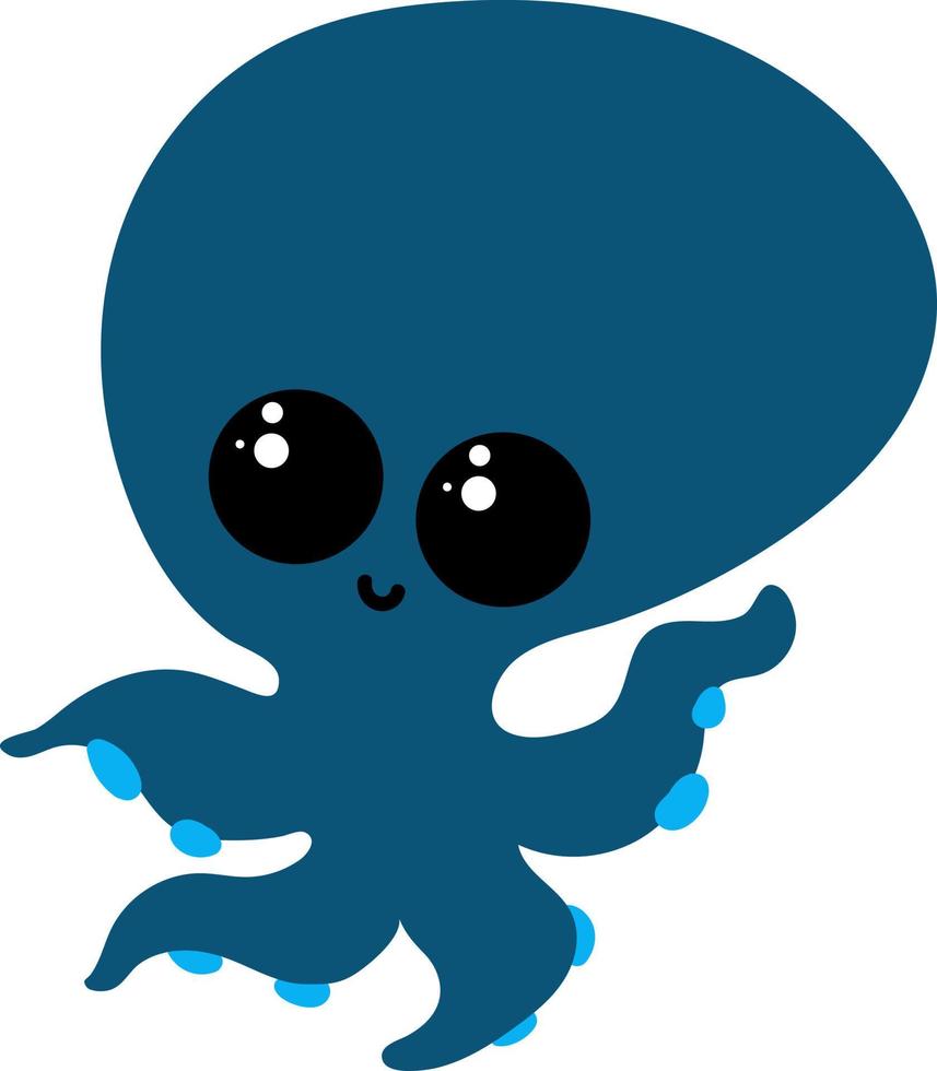 Lindo pulpo azul, ilustración, vector sobre fondo blanco.