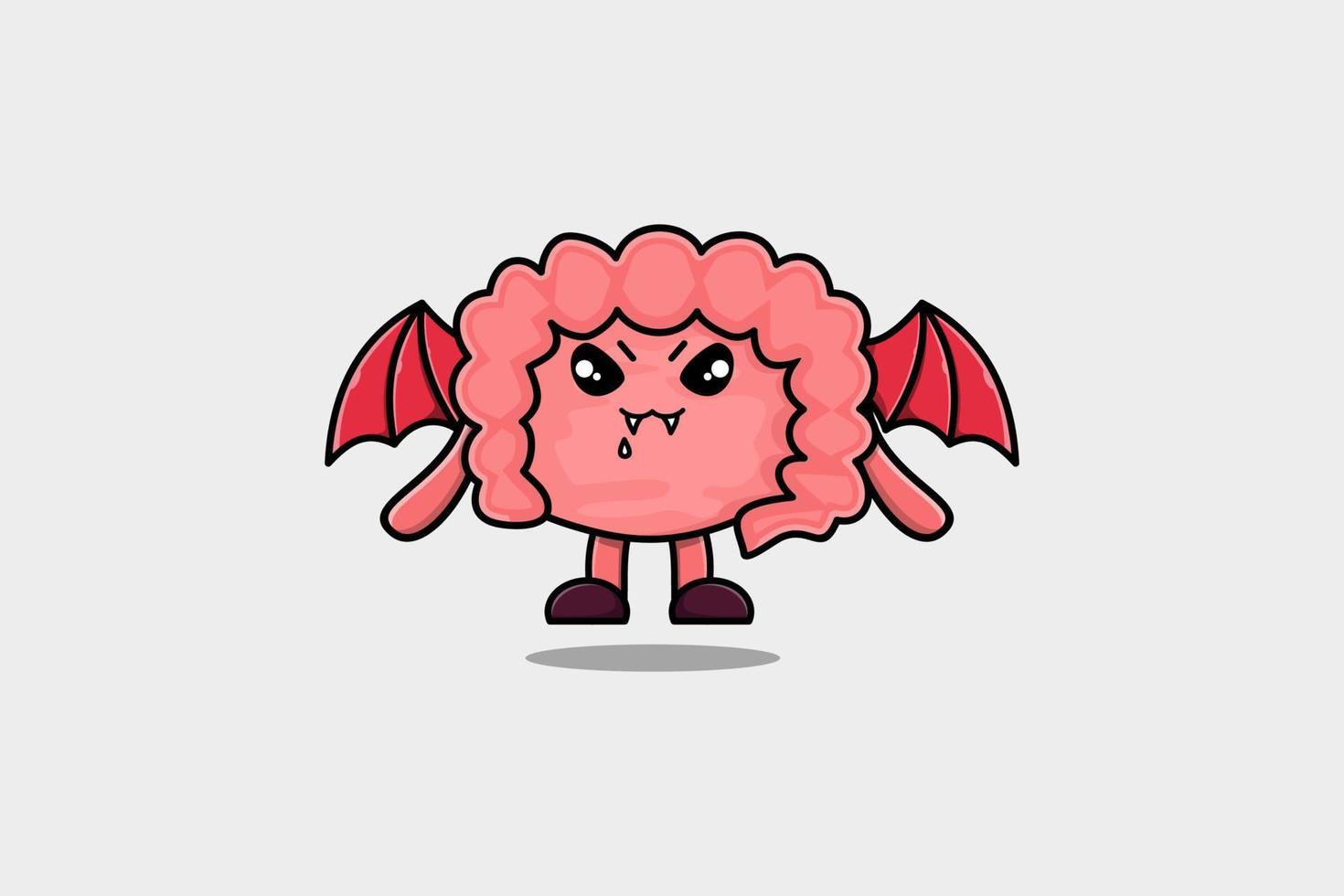 Cute mascot cartoon Intestine dracula with wings vector