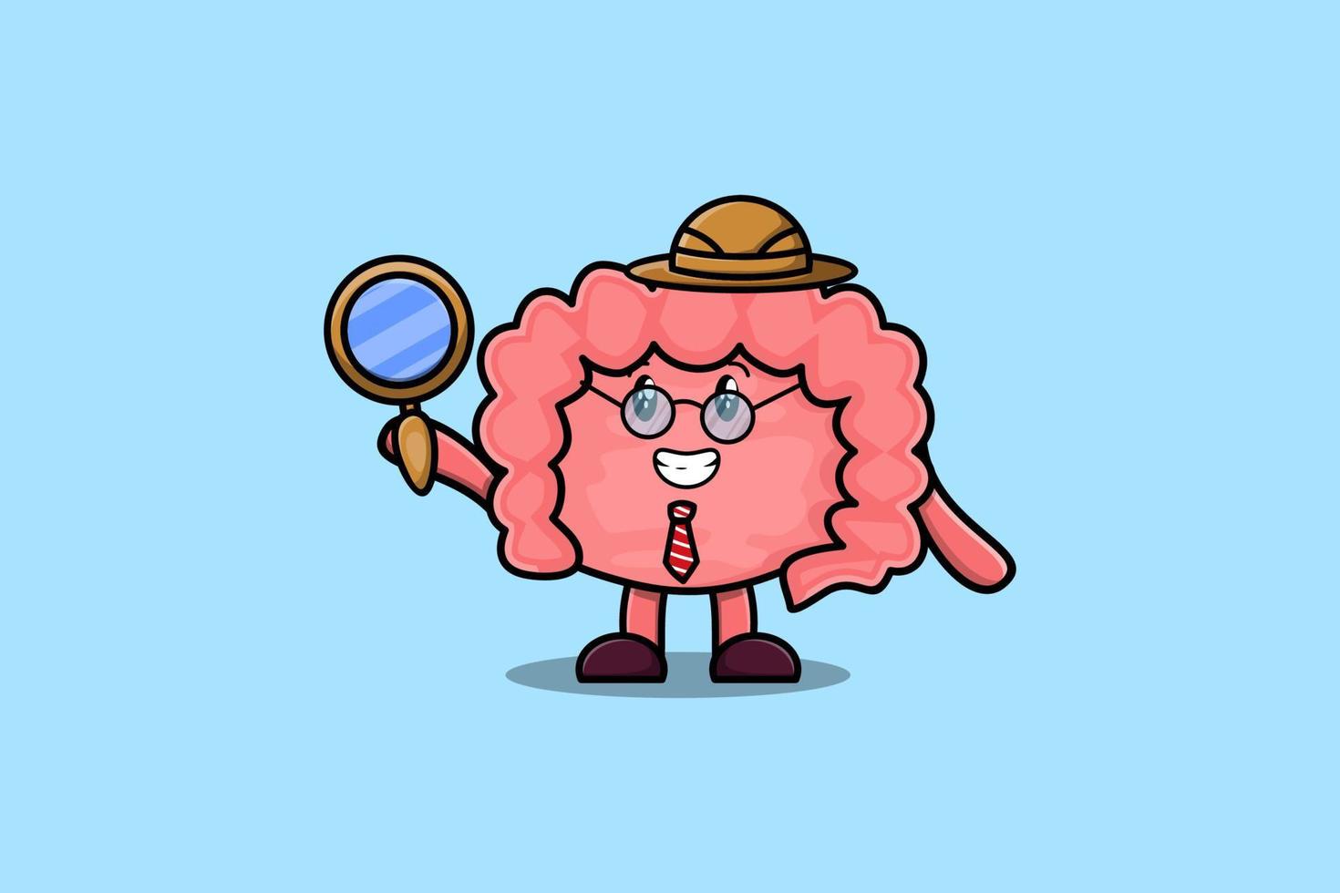 cartoon character Intestine detective is searching vector