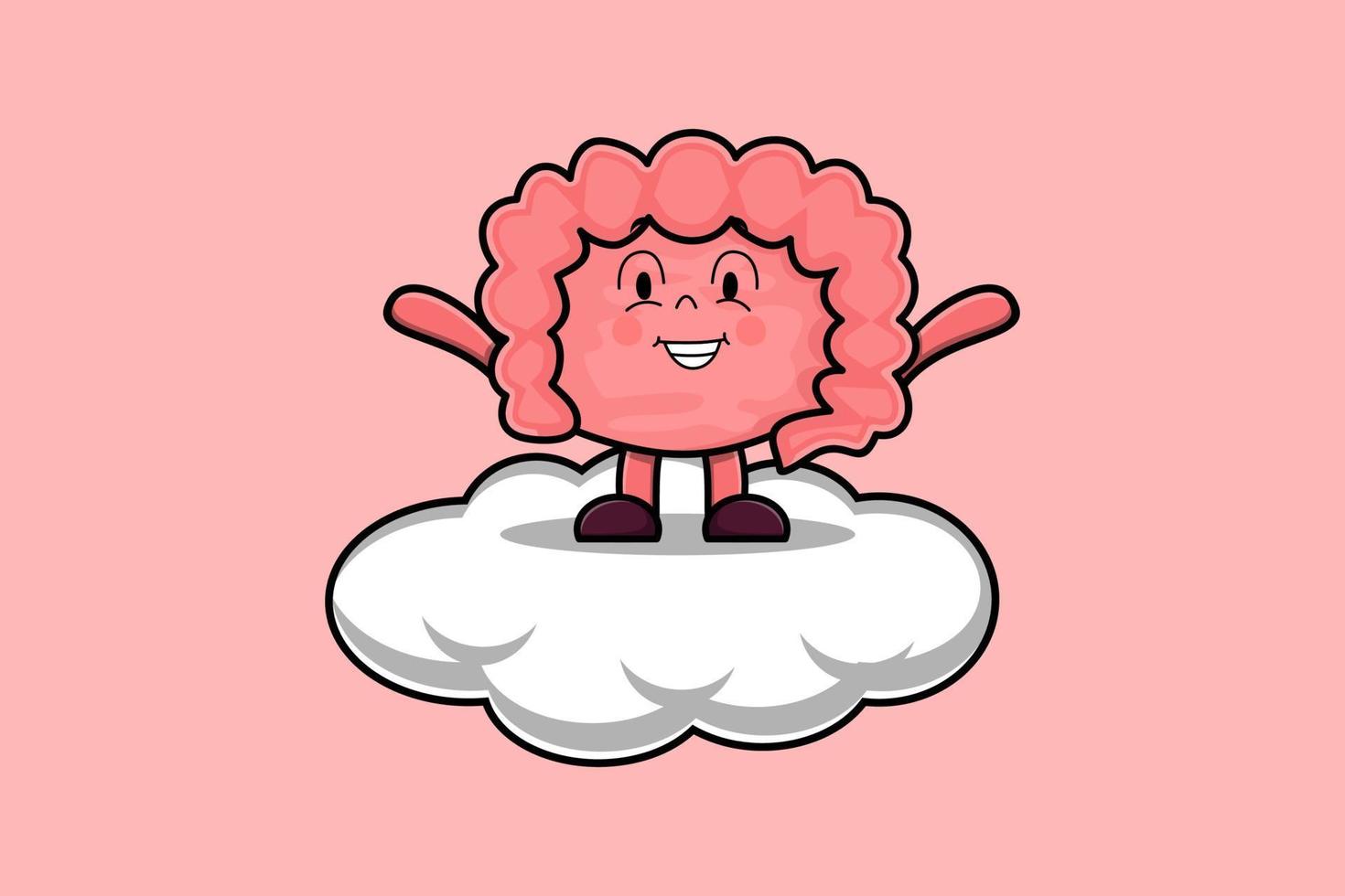 personaje de dibujos animados lindo intestino de pie en la nube vector