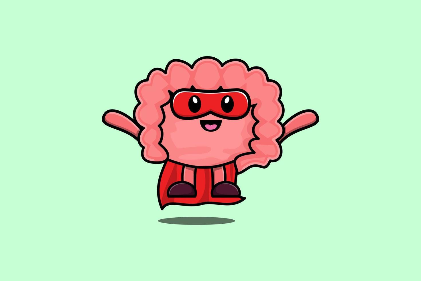 Cute Intestine superhero flying illustration vector