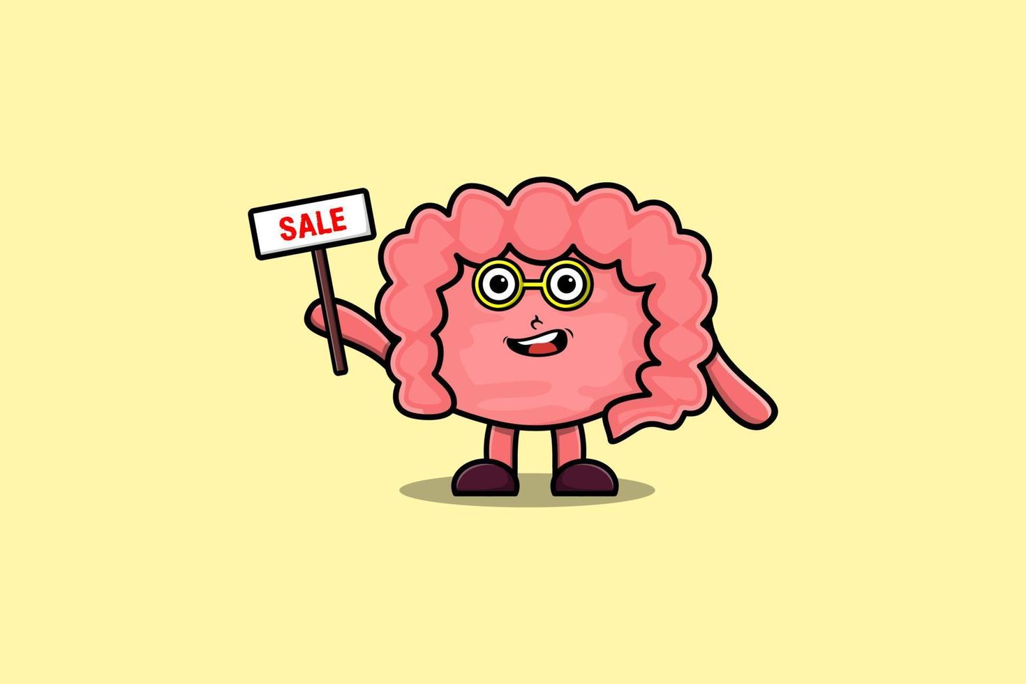 Cute cartoon Intestine holding sale sign designs vector