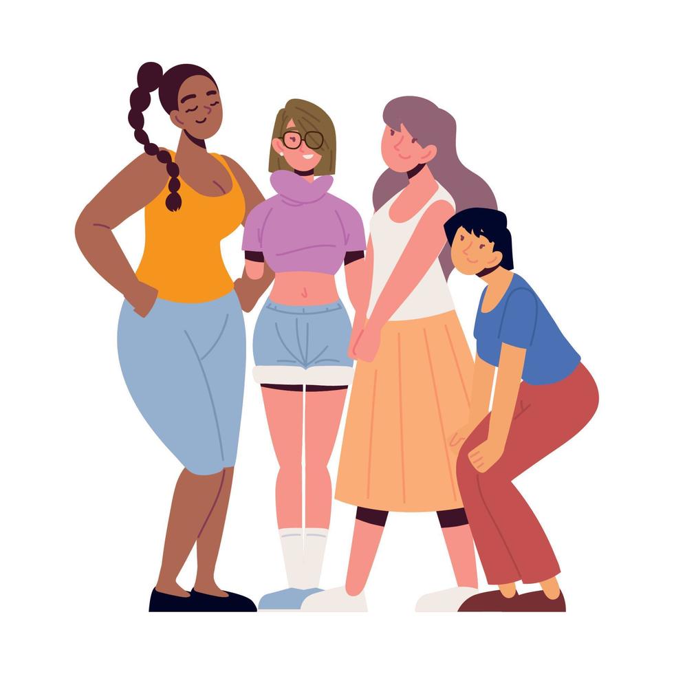 grupo diverso femenino vector