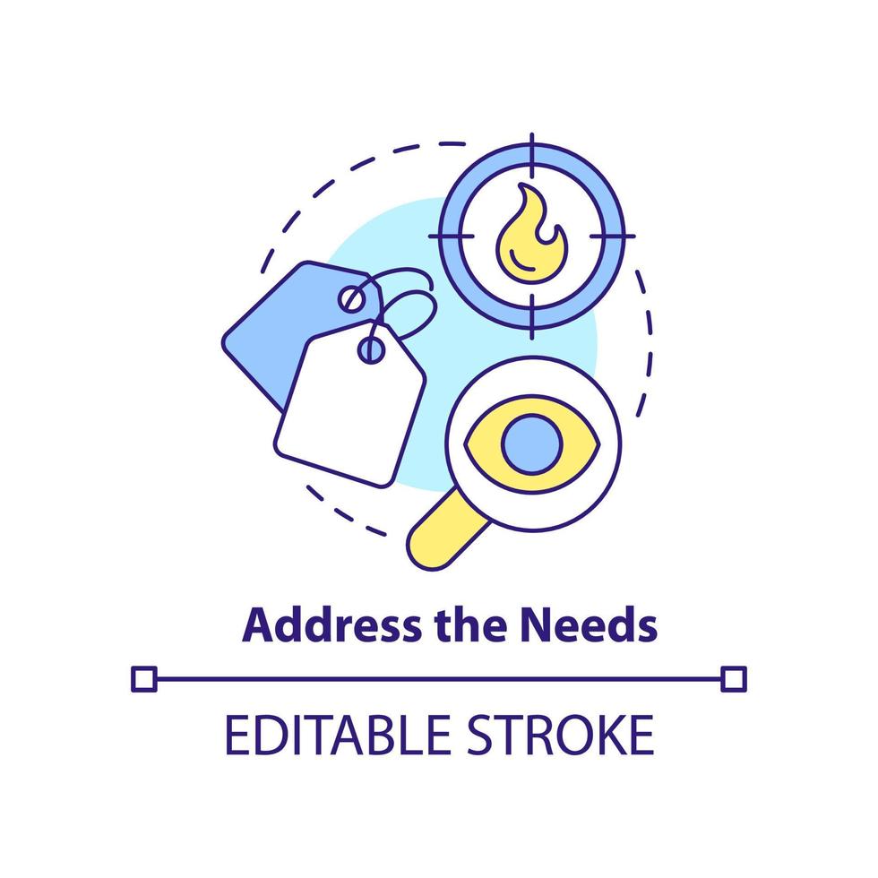 Address needs concept icon. Step of procurement process abstract idea thin line illustration. Purchase requirements. Isolated outline drawing. Editable stroke. vector