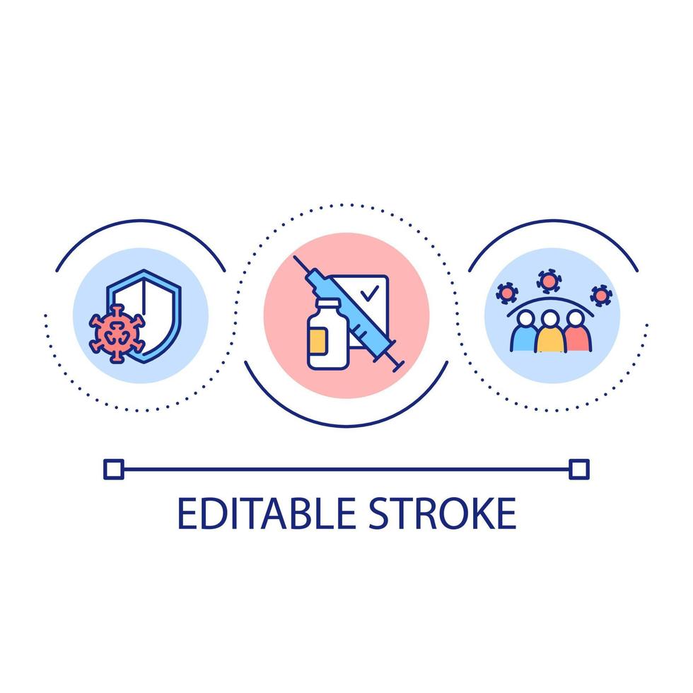 Vaccination loop concept icon. Boost immunity. Public health protection. Virus spreading prevention abstract idea thin line illustration. Isolated outline drawing. Editable stroke. vector