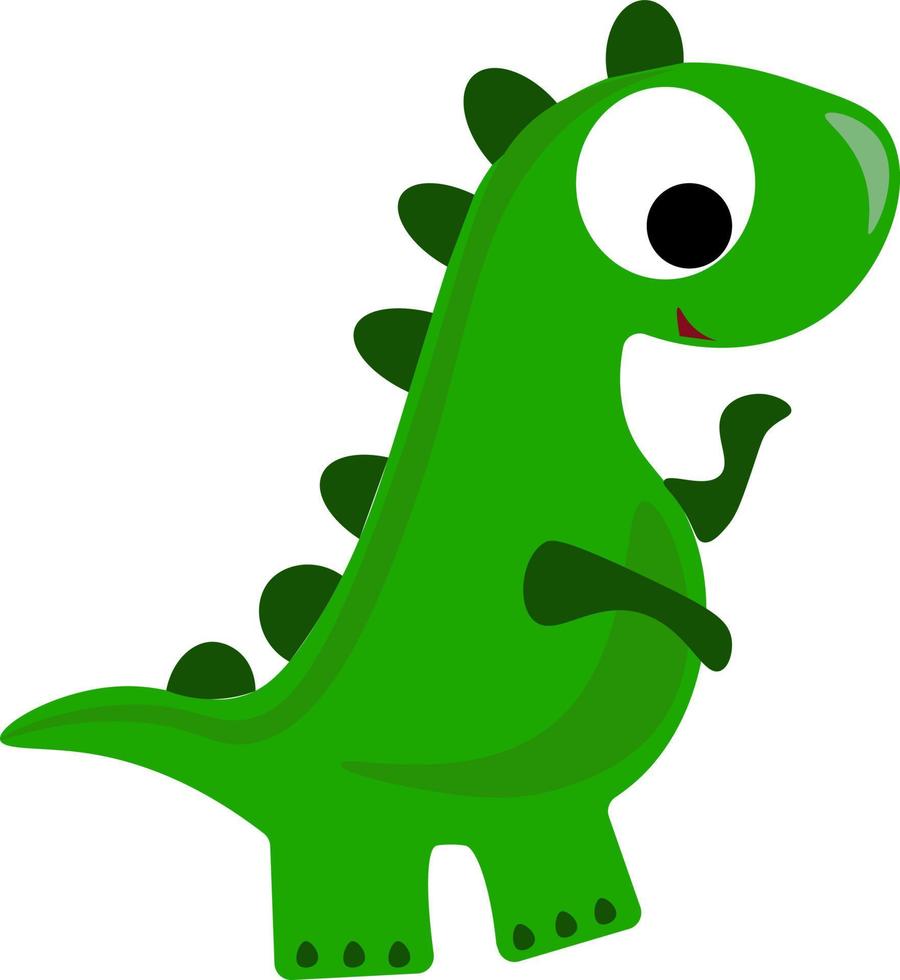 Green dinosaur, illustration, vector on white background.