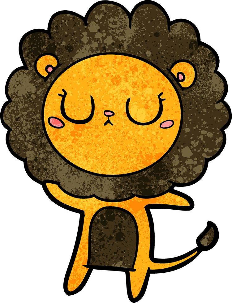 Retro grunge texture cartoon cute lion vector