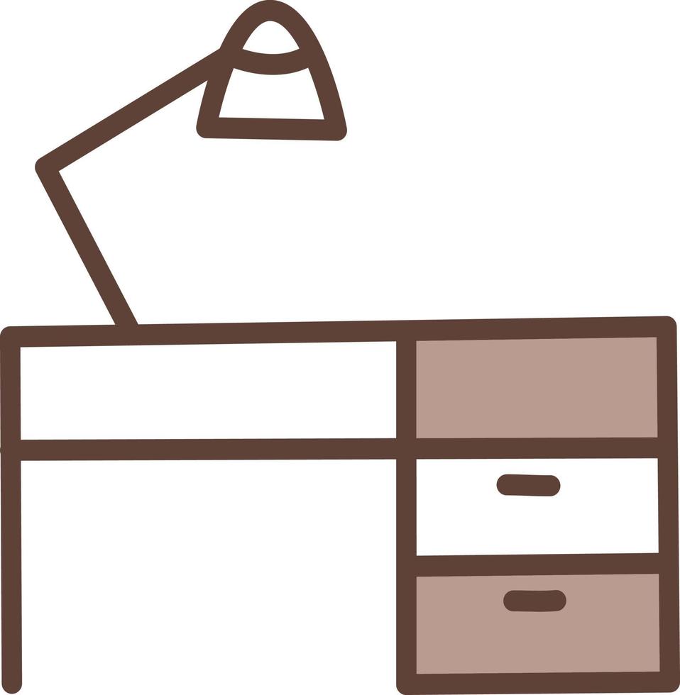 Wooden brown study table, illustration, vector on a white background.