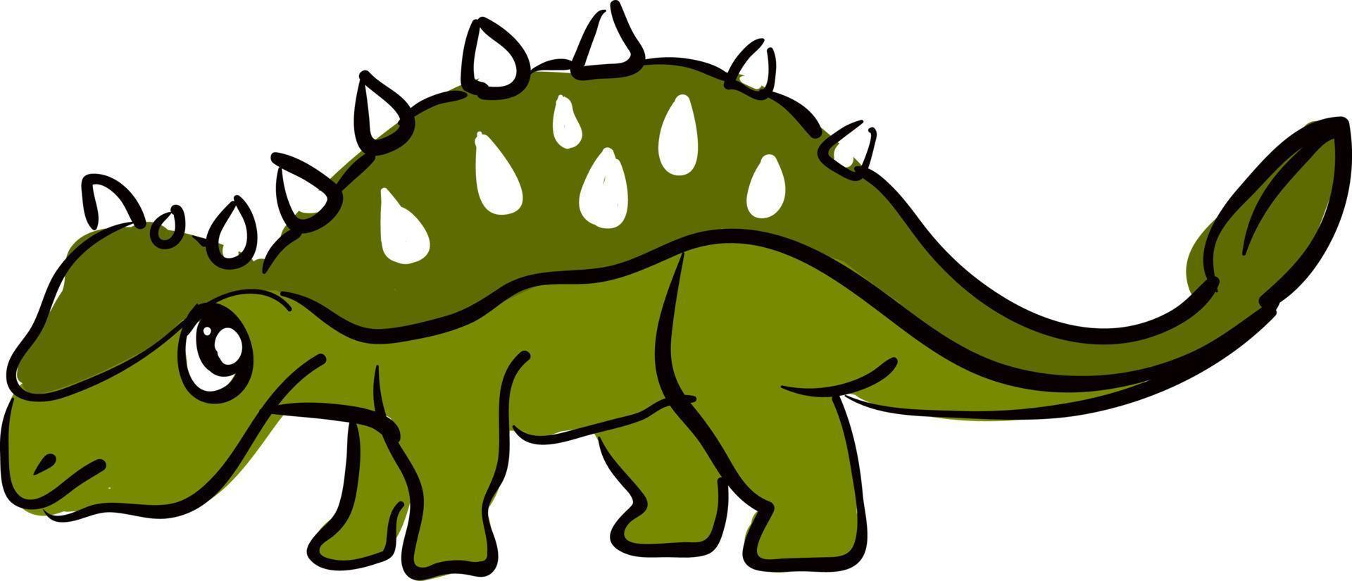 Sad green dinosaur, illustration, vector on white background.