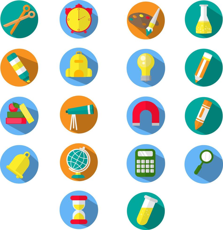 School education supplies, illustration, vector, on a white background. vector