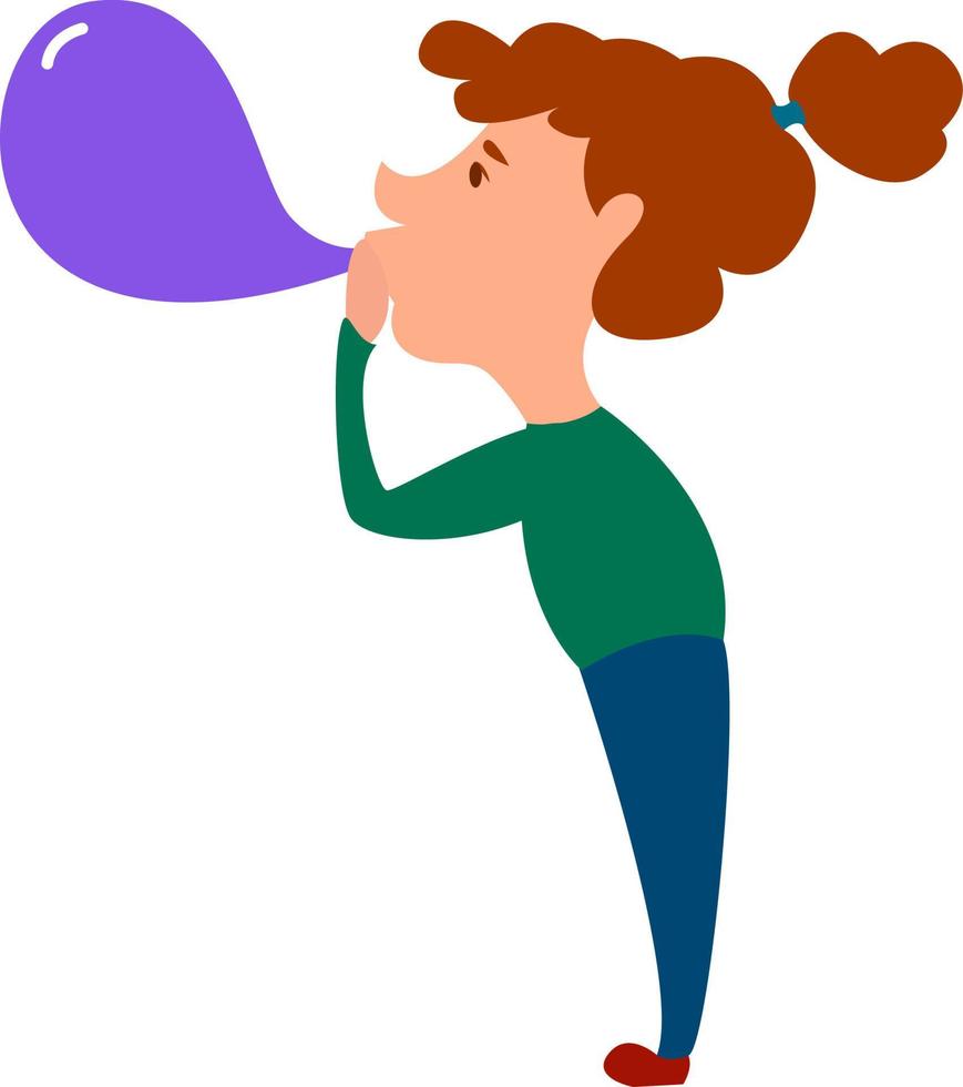 Girl with balloon, illustration, vector on white background.