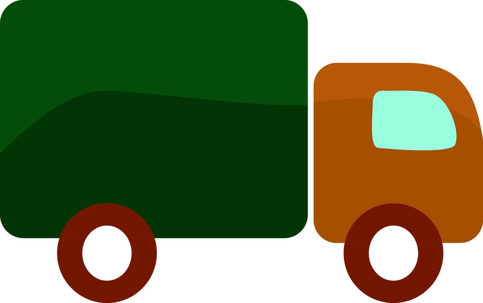 Green truck, illustration, vector on white background.