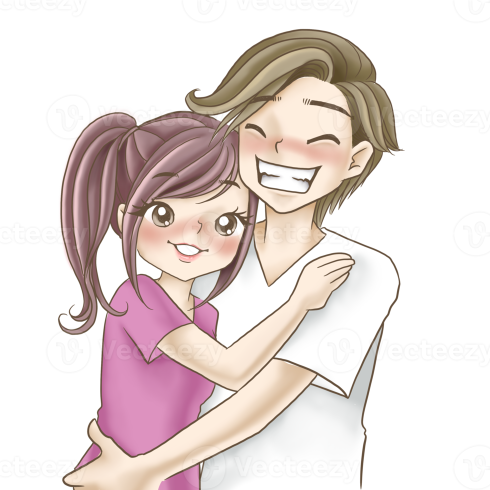 casal desenho animado doodle kawaii anime página para colorir ilustração fofa desenhando personagem de clipart Chibi mangá quadrinhos png