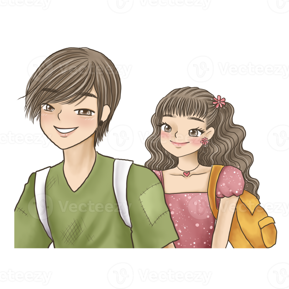 Free couple cartoon doodle kawaii anime coloring page cute illustration  drawing clipart character chibi manga comics 13791840 PNG with Transparent  Background