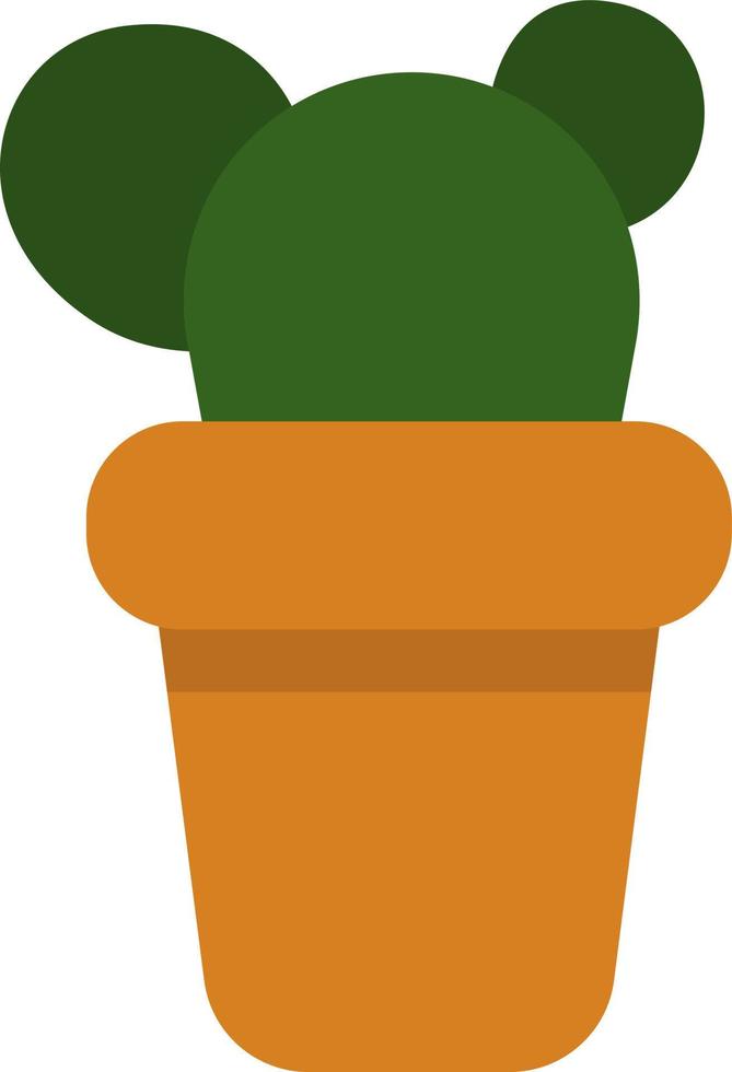 Green cactus in a pot, icon illustration, vector on white background