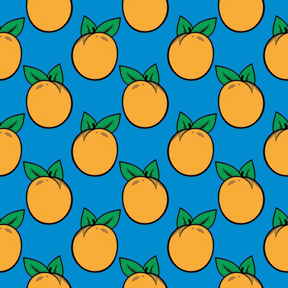 Fresh apricot,seamless pattern on blue background. vector