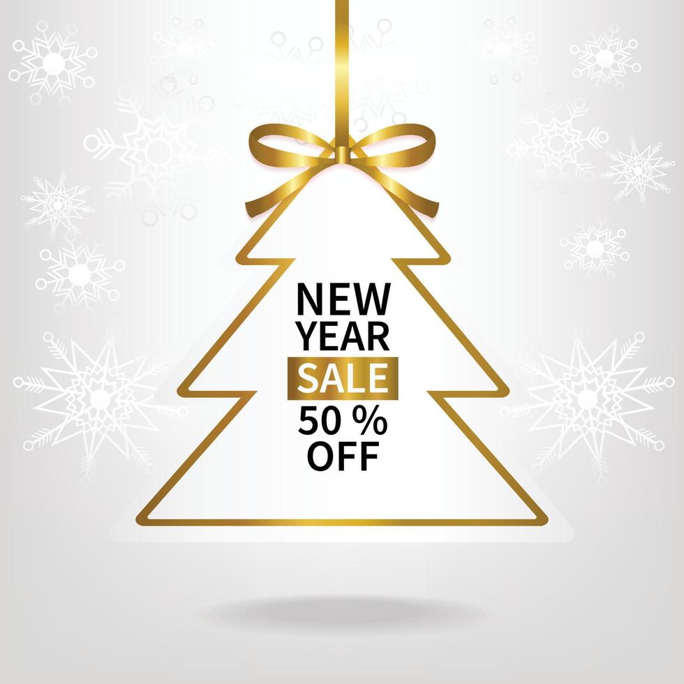 new year sale price tag template snowflake background vector