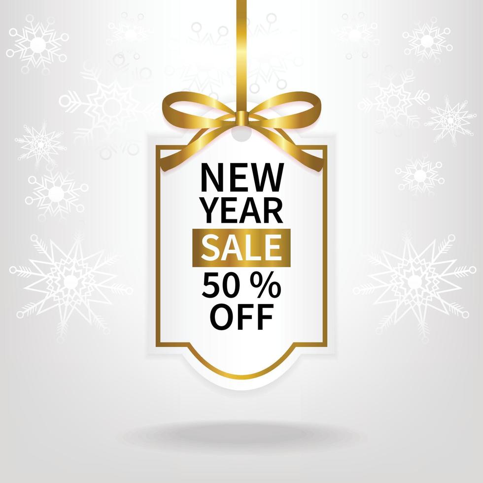 new year sale price tag template snowflake background vector design