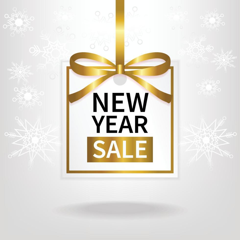 new year sale price tag template snowflake background vector