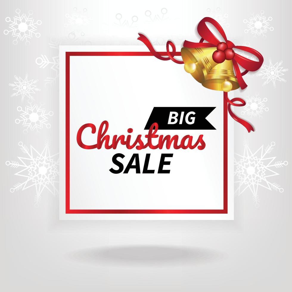 christmas sale square price tag with christmas bells template vector