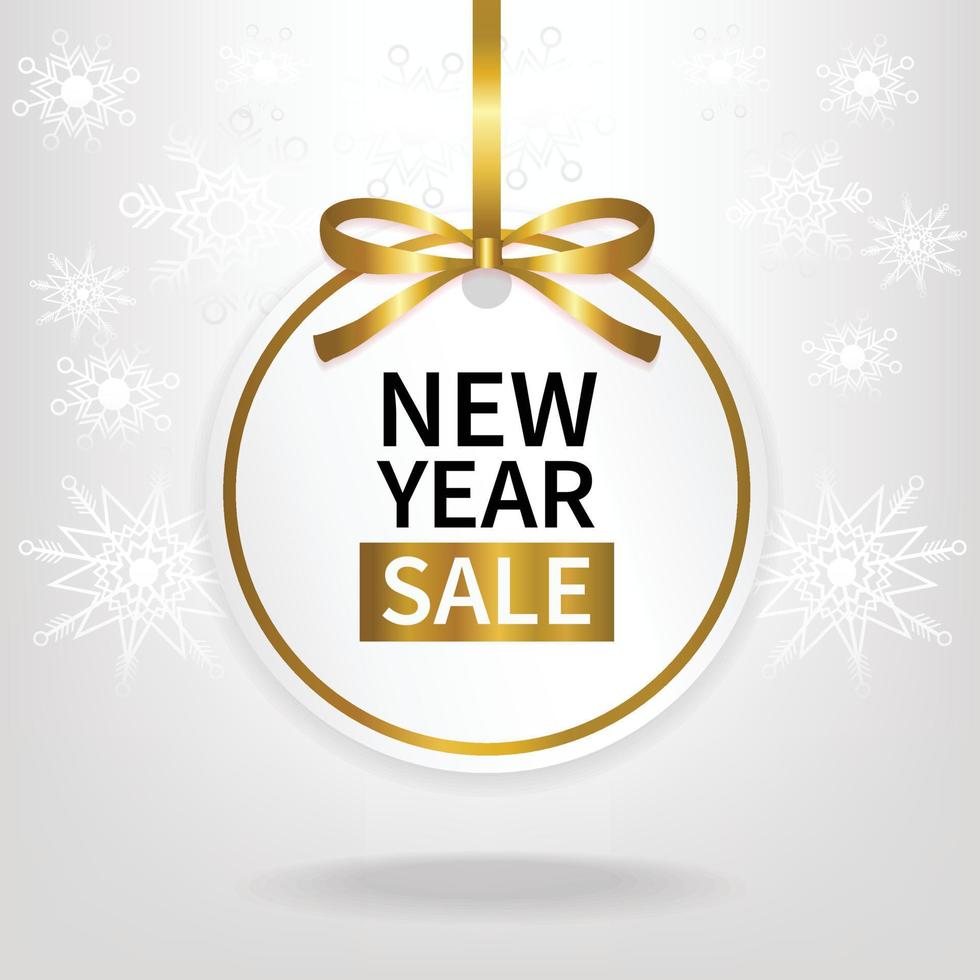 new year sale price tag template snowflake background design vector