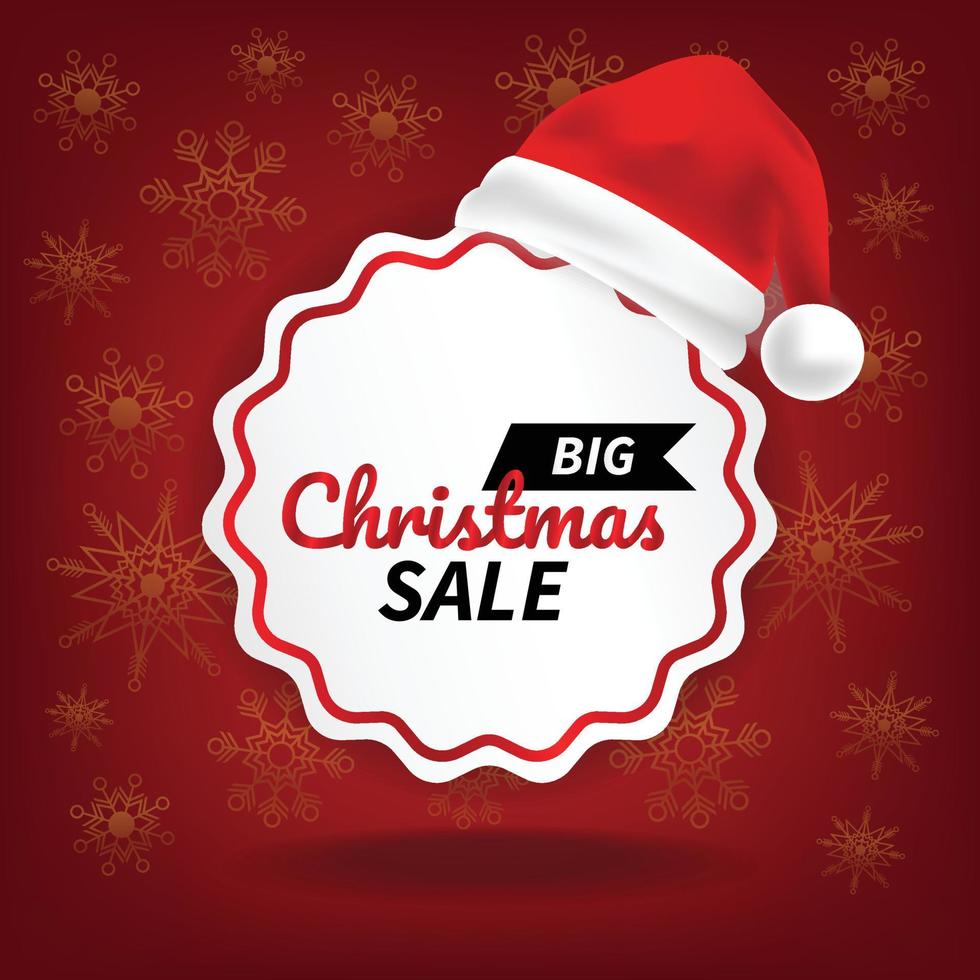 christmas sale circle price tag with santa hat template vector